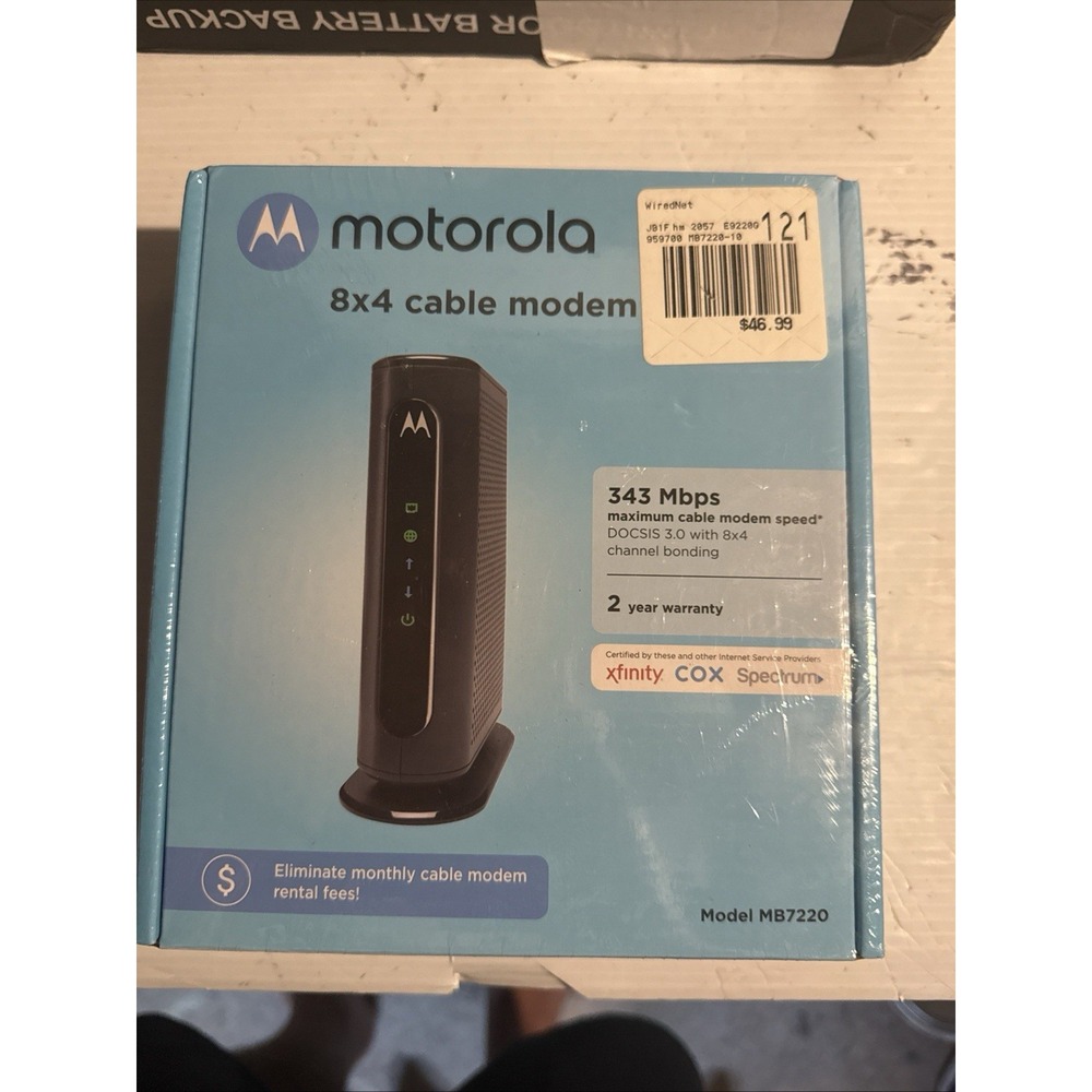 NEW SEALED Motorola MB7220-10 8x4 343Mbps DOCSIS 3.0 Cable Modem